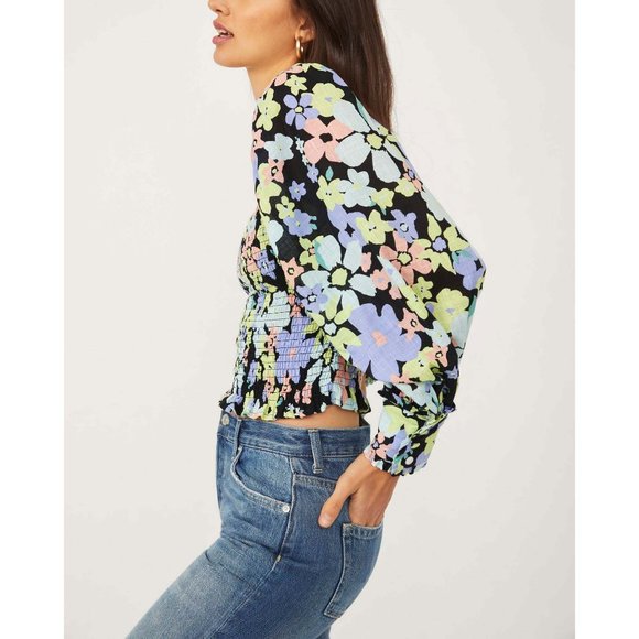 NWT Free People Ariana Printed Top / Retro Combo - Picture 2 of 6